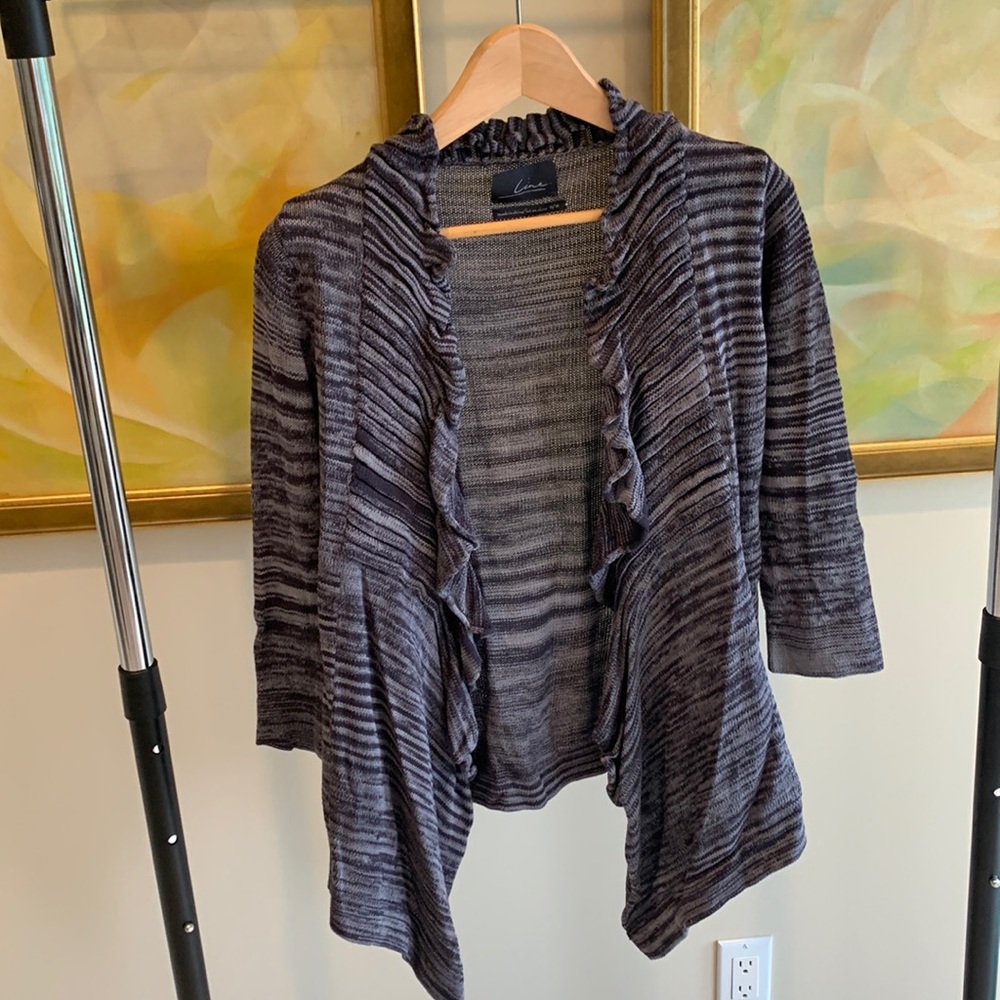 CINE BLACK/GREY WOMANS CARDIGAN 100% WOOL